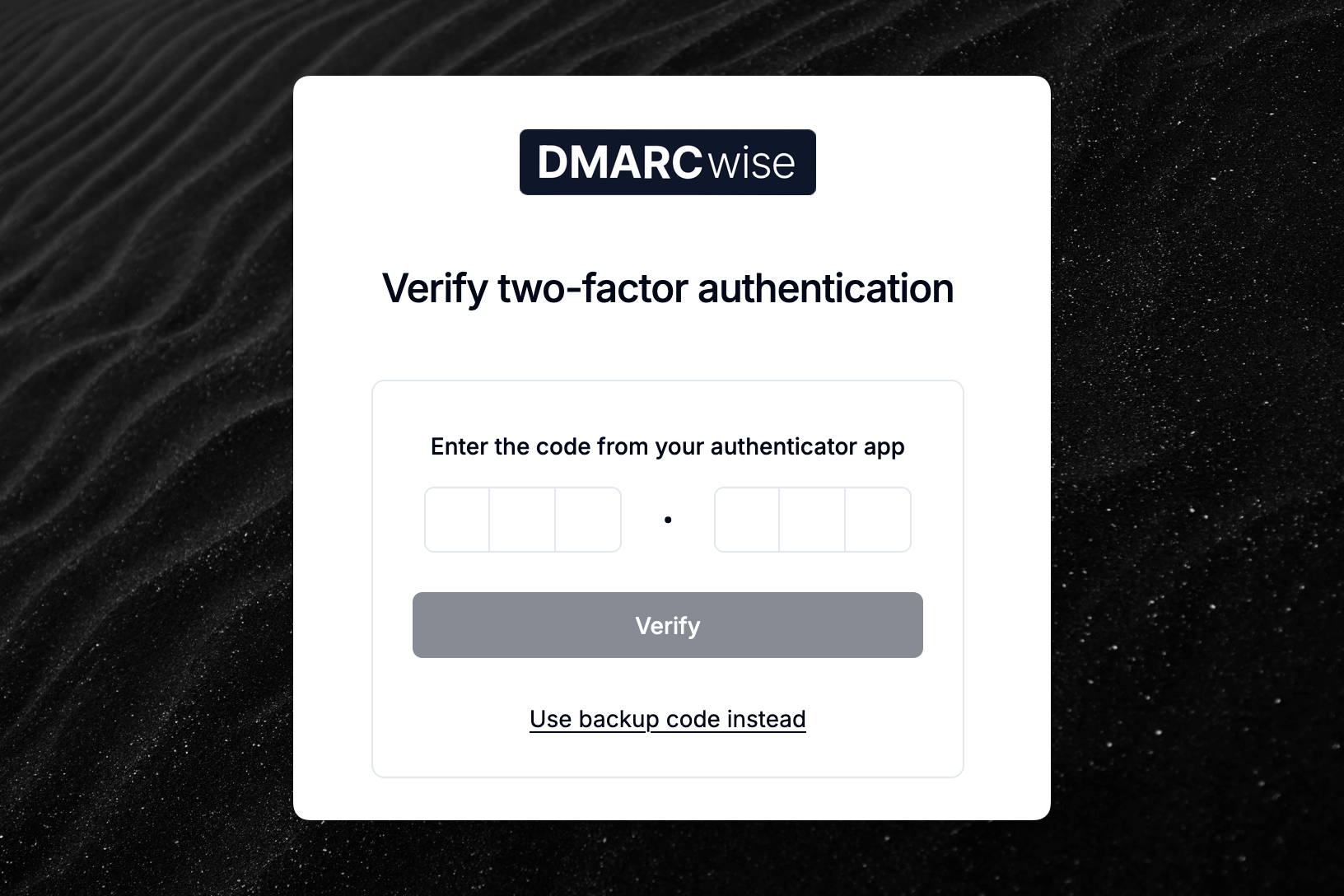 Two-factor authentication verification screen during sign in