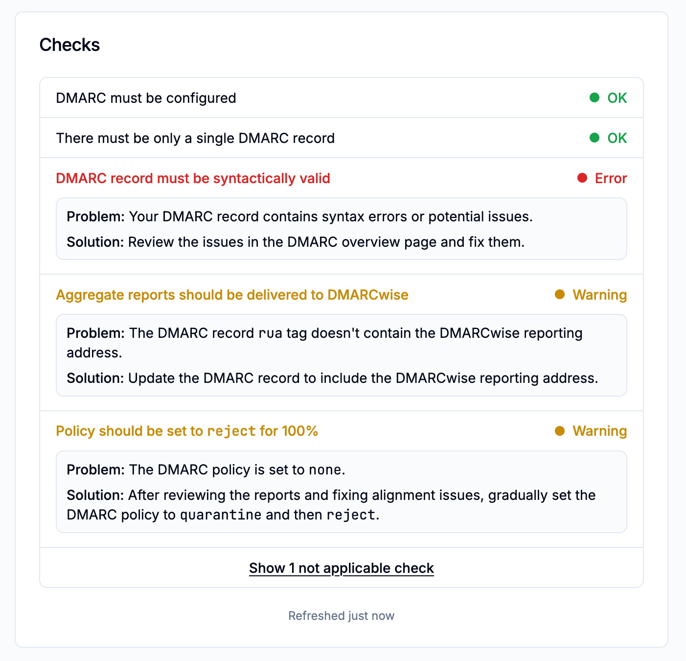 DMARC checks list