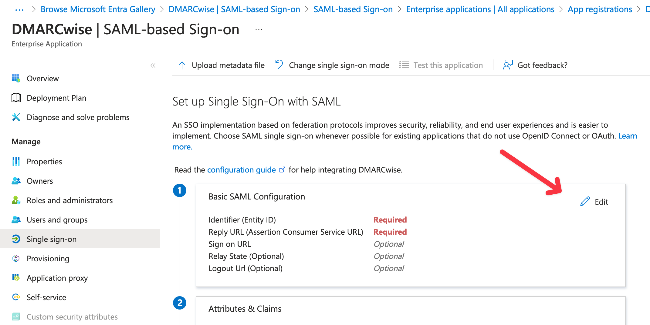 Microsoft Entra ID SAML configuration